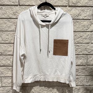 LOFT Cream Hoodie with Tan Pocket